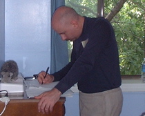 Phil drawing out very detailed polygons